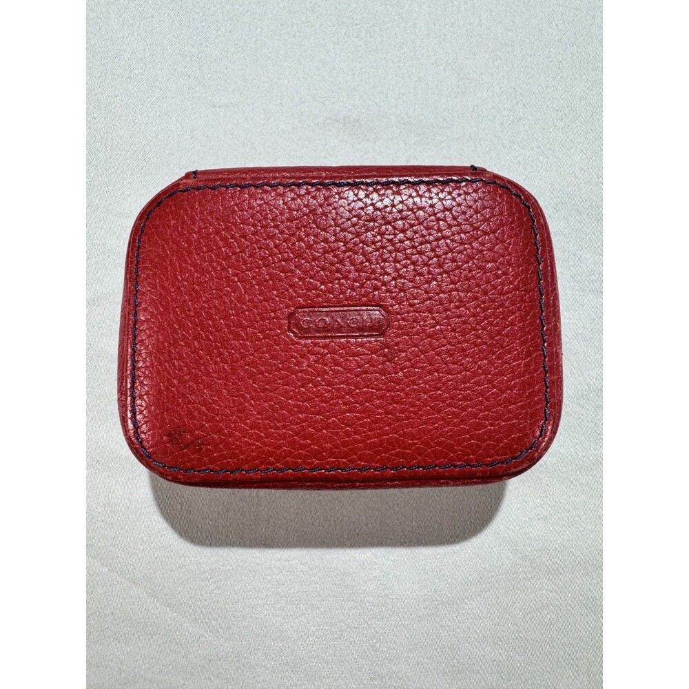 Vintage Coach Red Leather Triple Pill Travel Case 3 Bottle Set Rare